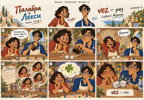Испанский, эпизод 12: vez — раз. Каждый раз бросая кости, ты веришь, что везение повторится снова и снова.